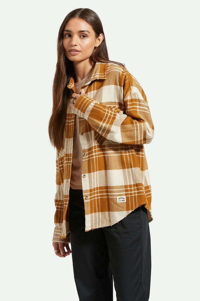 Women's Side Fit | Bowery Women's Classic L/S Flannel - Washed Copper/Whitecap