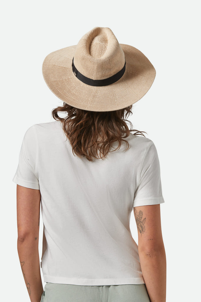 Women's Lyons Knit Pattern Packable Hat in the color Light Tan/Light Tan - Women's Back View