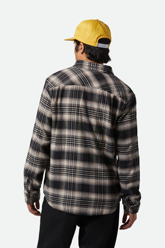 Men's Bowery L/S Flannel in the color Black/Charcoal/Beige - Men's Back View