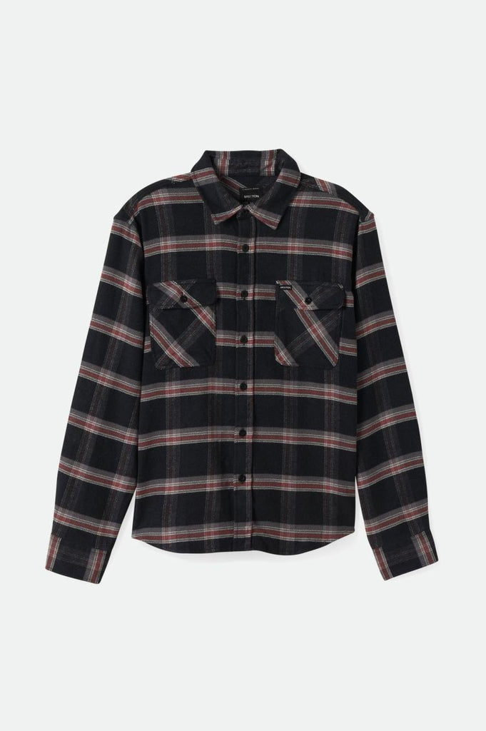 Brixton Bowery Stretch Water Resistant L/S Flannel - Black/Charcoal/Barn Red