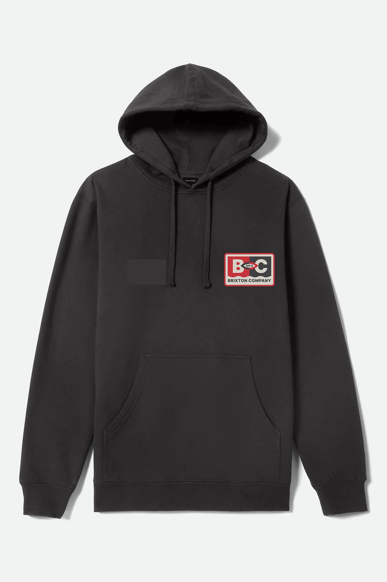 Men's BC Mfg Patch Full Zip Hoodie in the color Black - Front Product Laydown Image