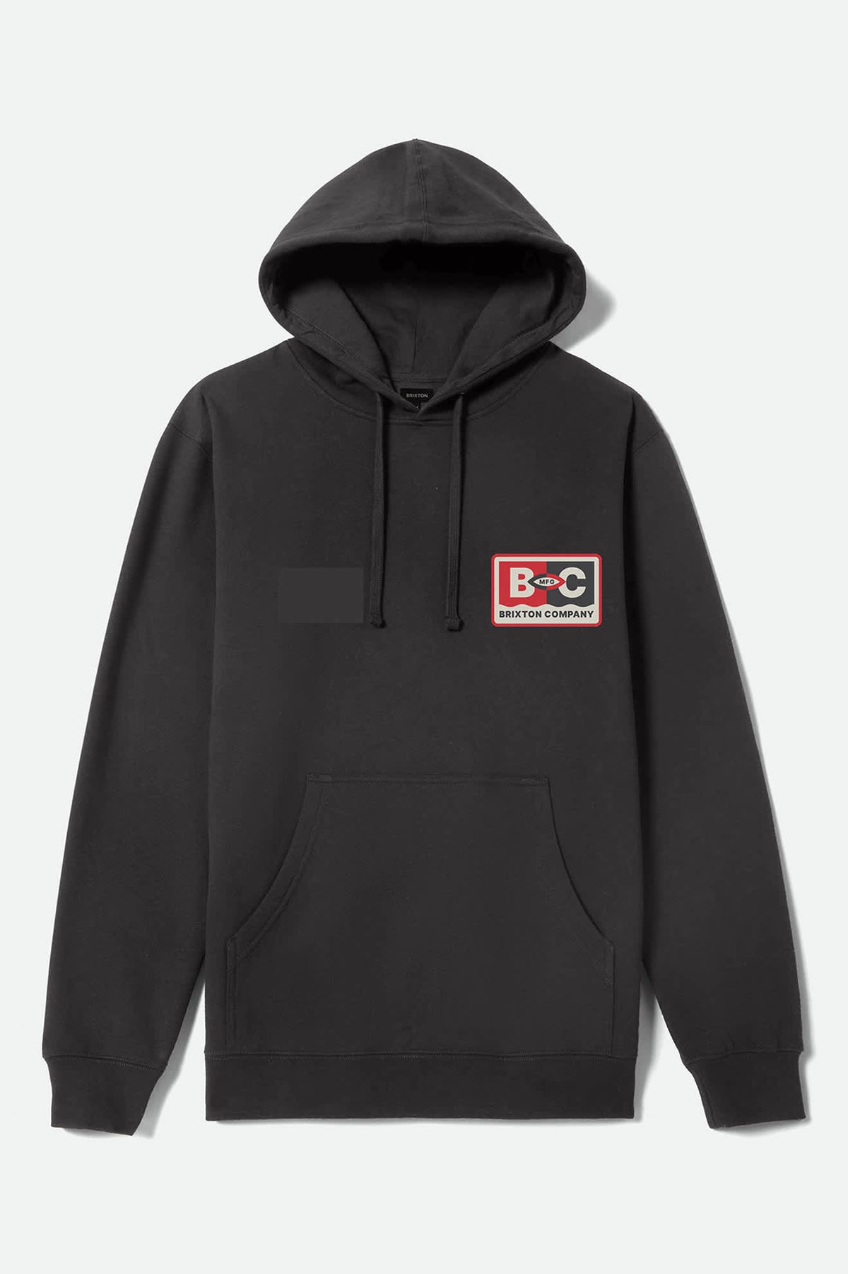 Men's BC Mfg Patch Full Zip Hoodie in the color Black - Front Product Laydown Image