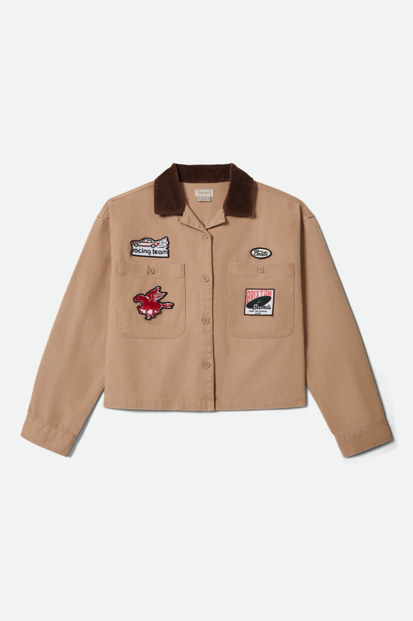 Women's Utopia Patchwork Overshirt in the color Washed Timeless Taupe - Front Product View