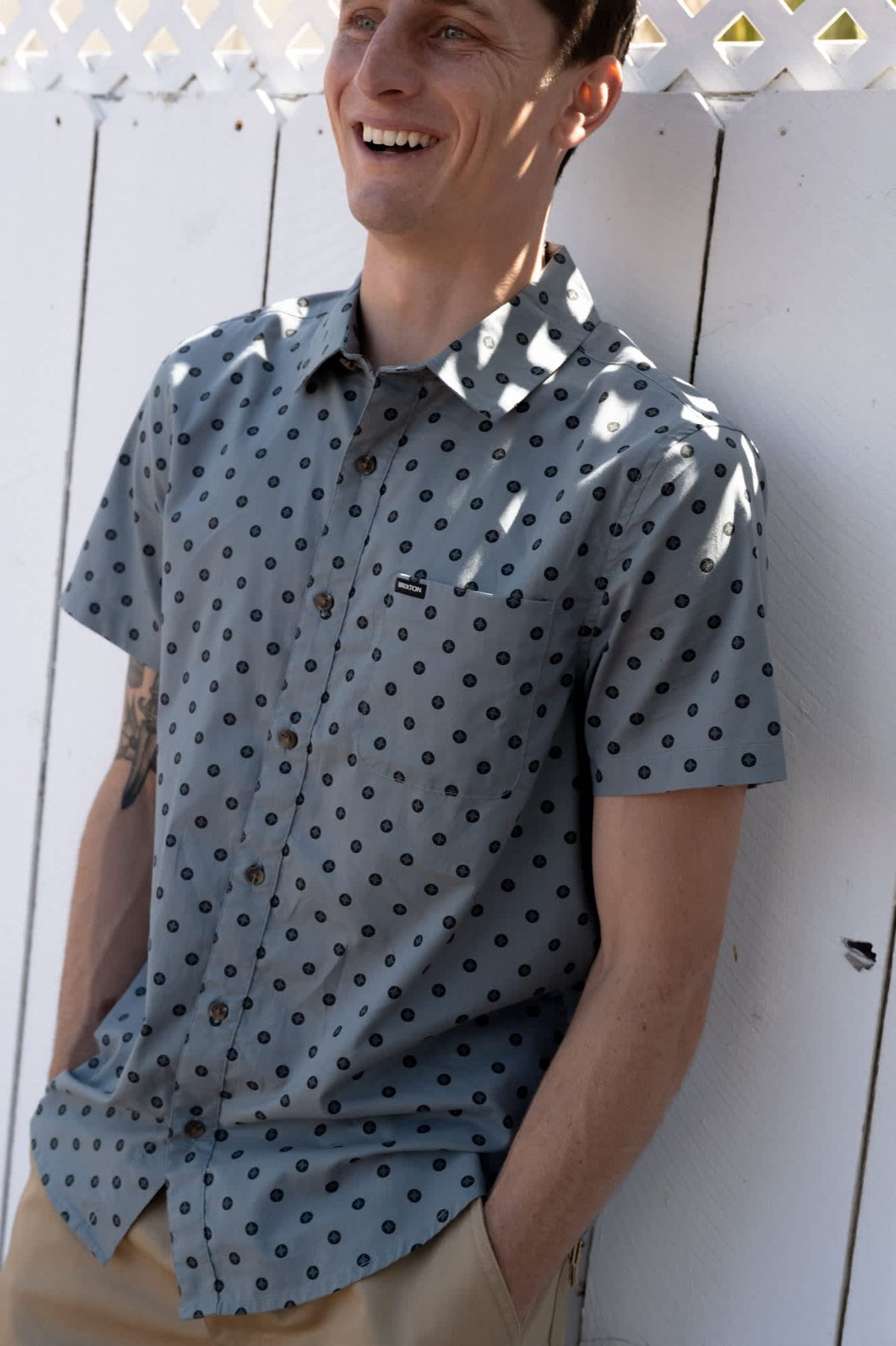 Men's Charter Print Short Sleeve Shirt in the color Micro Street Tile - Men's Lifestyle 2.0