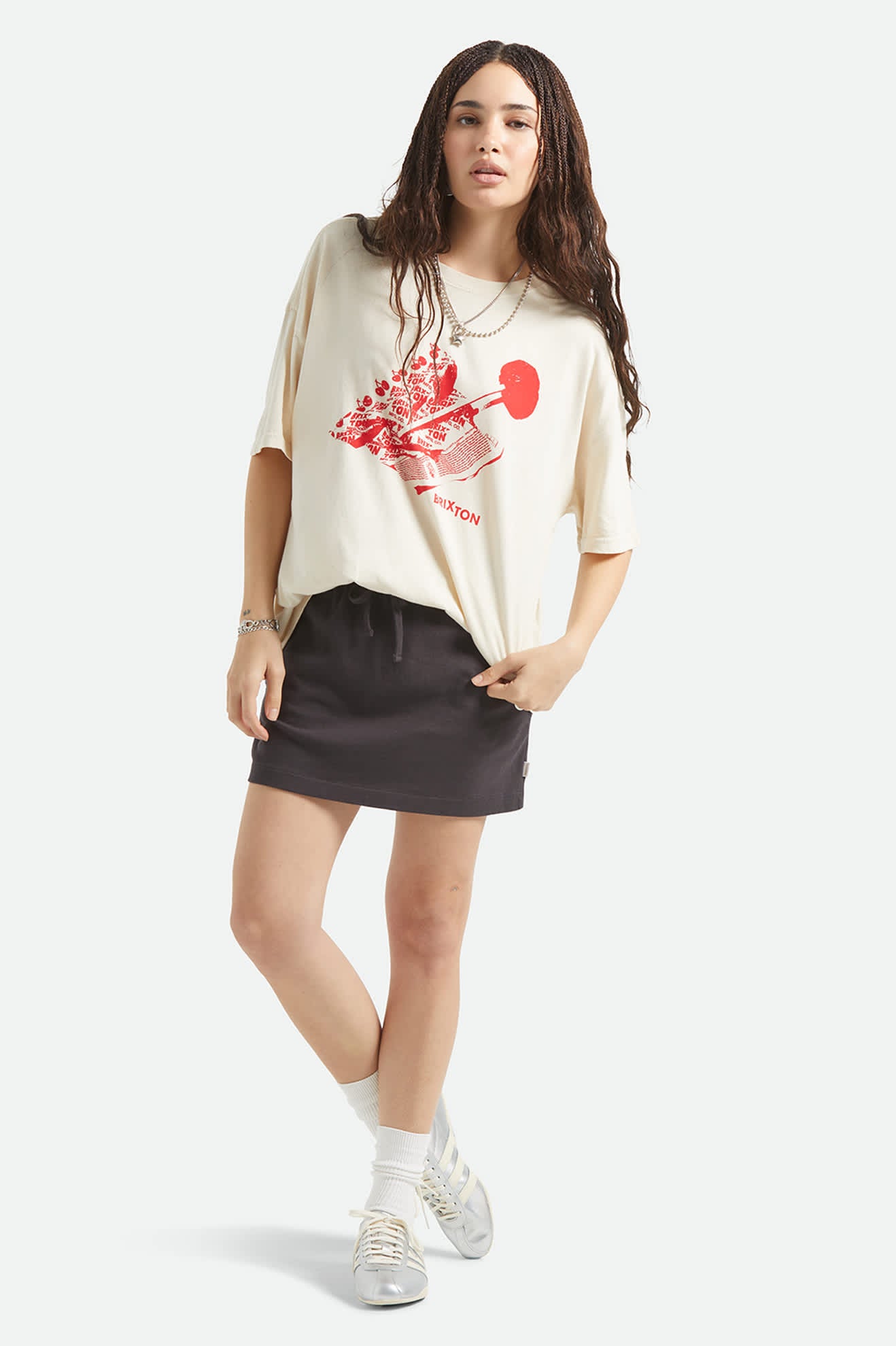 Women's Sweet Treat Oversized Boyfriend T-Shirt in the color Whitecap - Additional Fit image