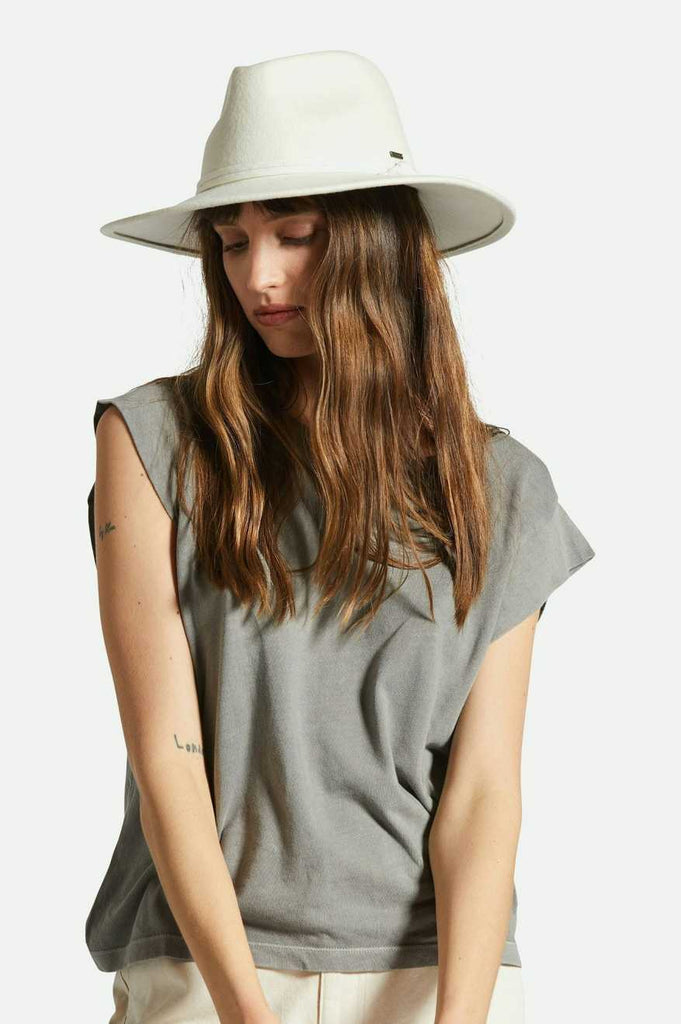 Brixton Women's Joanna Felt Packable Hat - Off White | Front fit