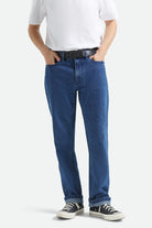 Men's Builders 5-Pocket Pant in the color Medium Wash Denim - Men's Front View