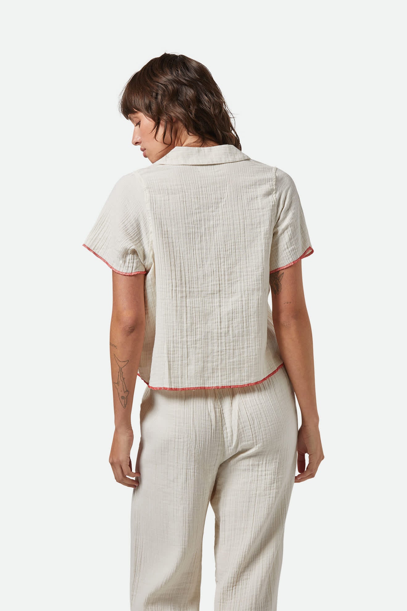 Women's Wandering Tie Top in the color Off White - Women's Back View
