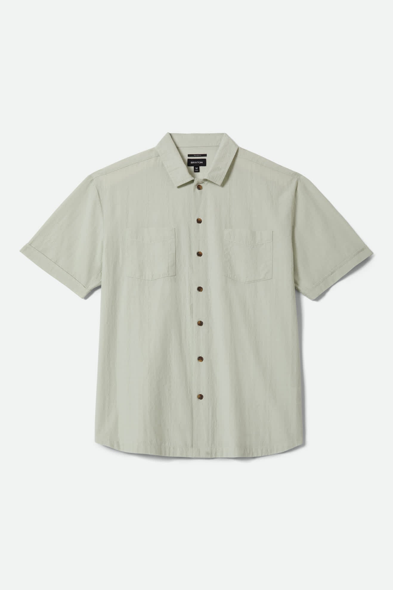 Men's Vintage Short Sleeve Shirt in the color Sea Foam Jacquard Check - Front Product View