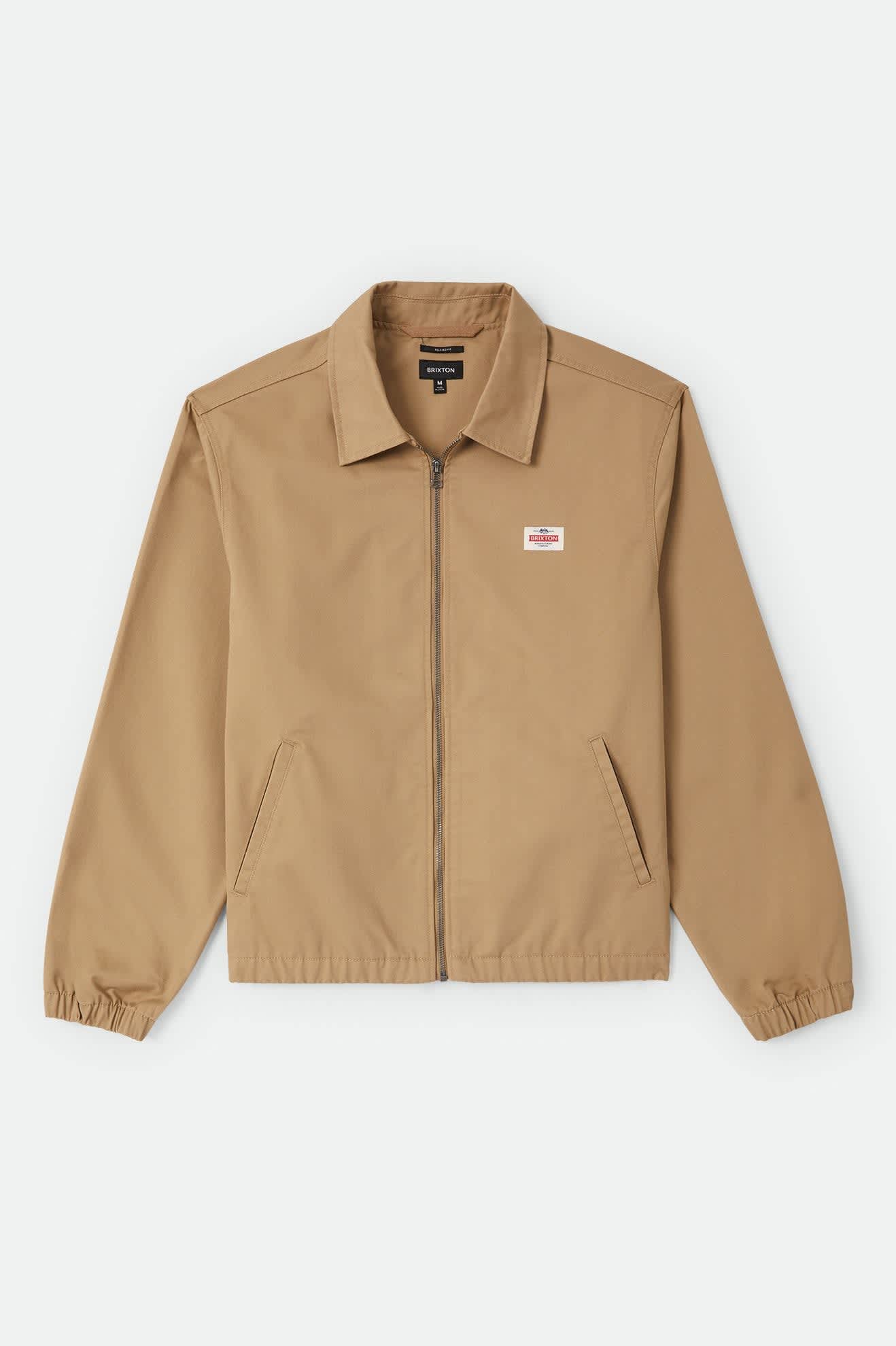 Men's Trademark Lightweight Garage Zip Jacket in the color British Khaki - Front Product Laydown Image