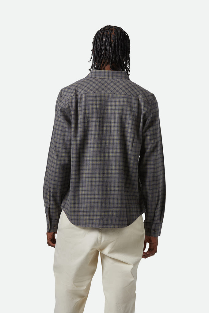 Men's Bowery Lightweight Ultra Soft L/S Flannel in the color Charcoal/Ray Flower/Black - Men's Back View