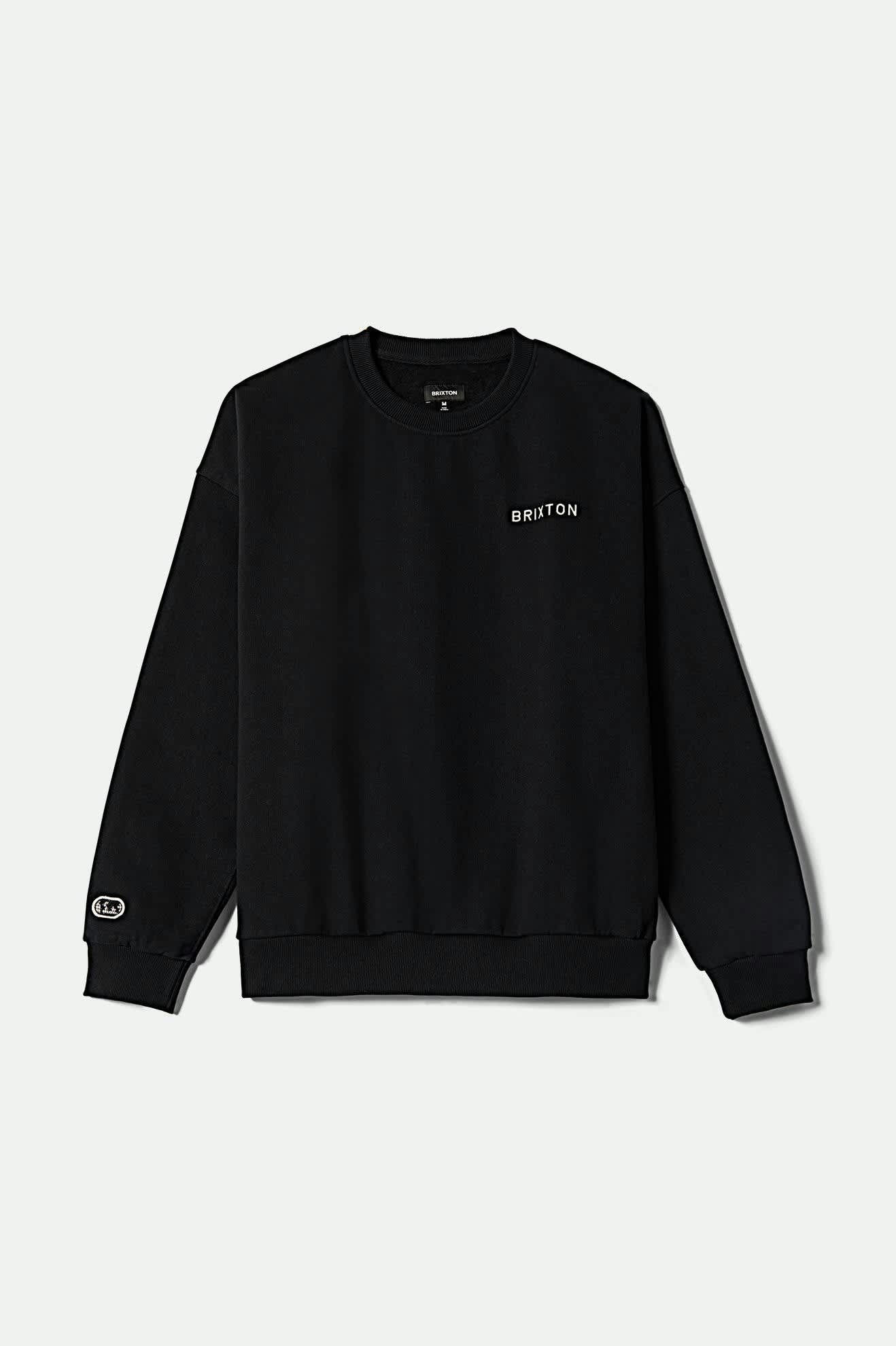 Men's Embroidered Heavyweight Oversized Crew in the color Black - Front Product View