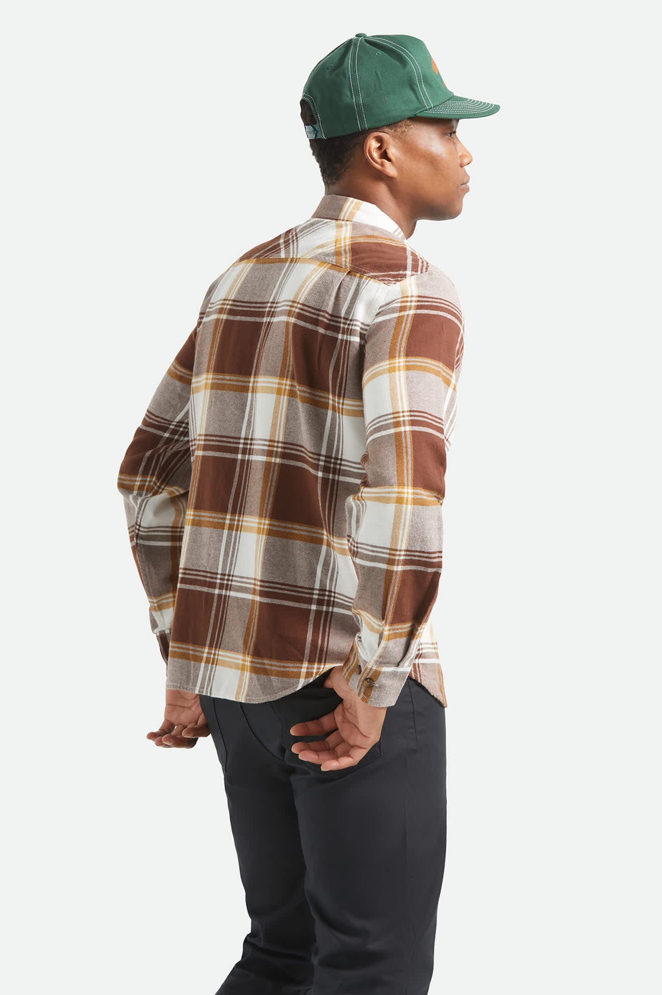 Men's Bowery Lightweight Ultra Soft Flannel in the color Chocolate/Off White - Additional Fit image