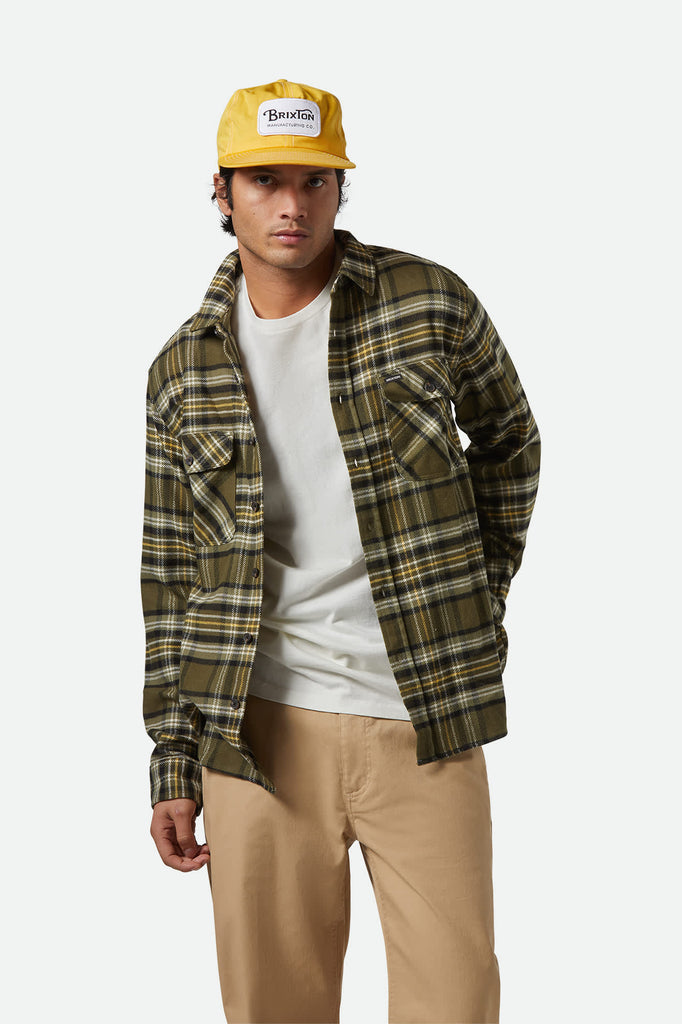 Men's Bowery L/S Flannel in the color Ivy Green/Oliuve Surplus/Black - Men's Front View