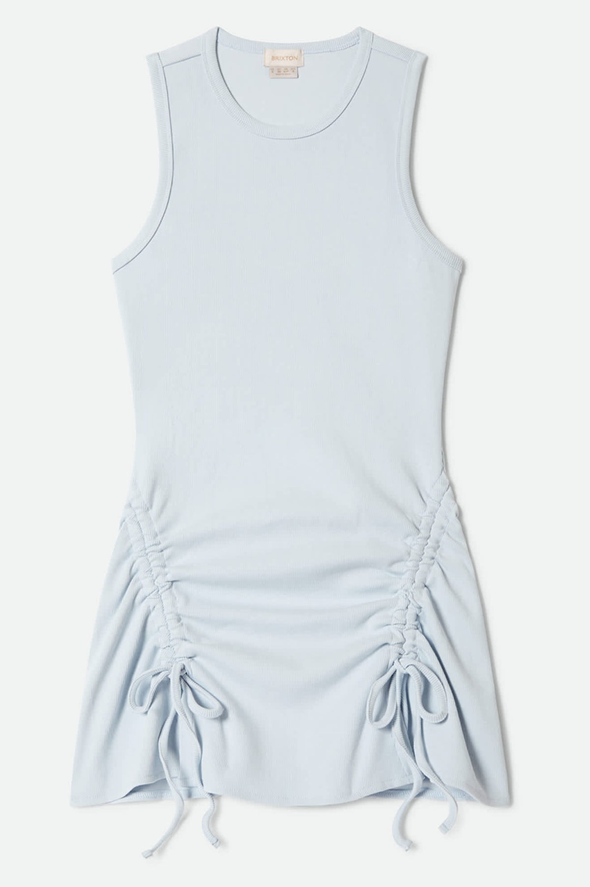 Women's Ribbed Cinch Mini Dress in the color Blue Aura - Front Product Laydown Image