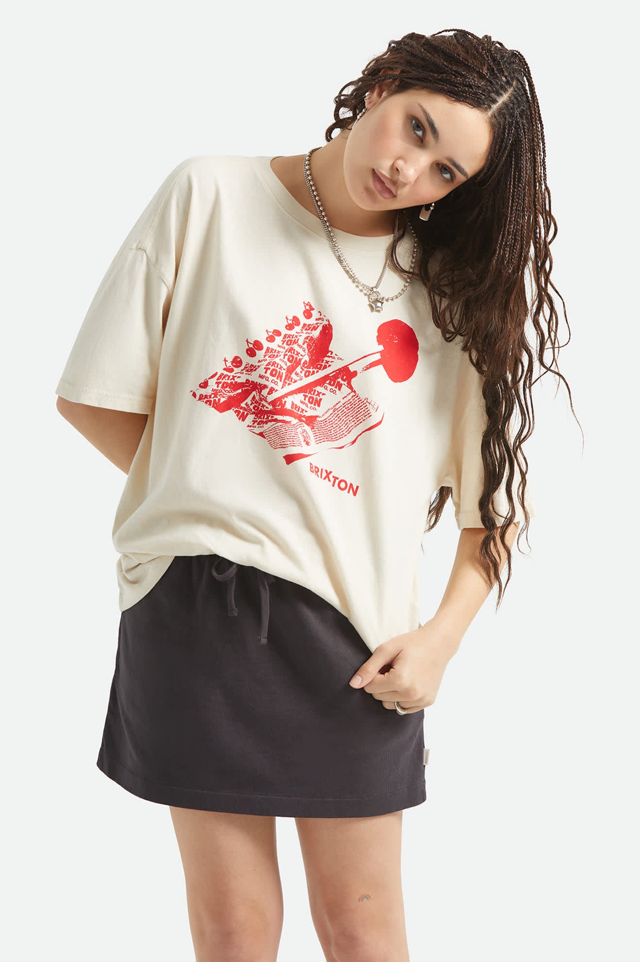 Women's Sweet Treat Oversized Boyfriend T-Shirt in the color Whitecap - Women's Front View