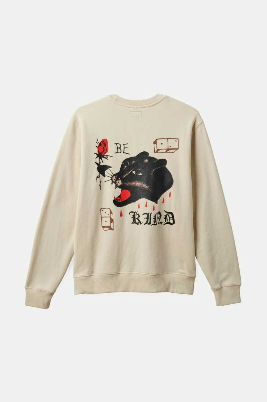 Brixton Men's Be Kind Crew Sweatshirt - Whitecap | Back
