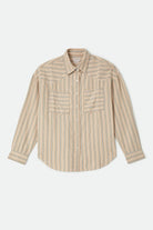 Women's Wayne Women's Shirt in the color Sand Stripe - Front Product Laydown Image