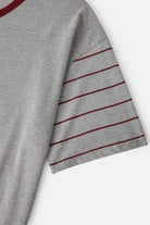 Men's Brixton Football T-Shirt in the color Heather Grey/Maroon - Additional Laydown image