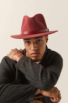 Unisex Messer Fedora in the color Dark Brick/Dark Brick - Men's Front View