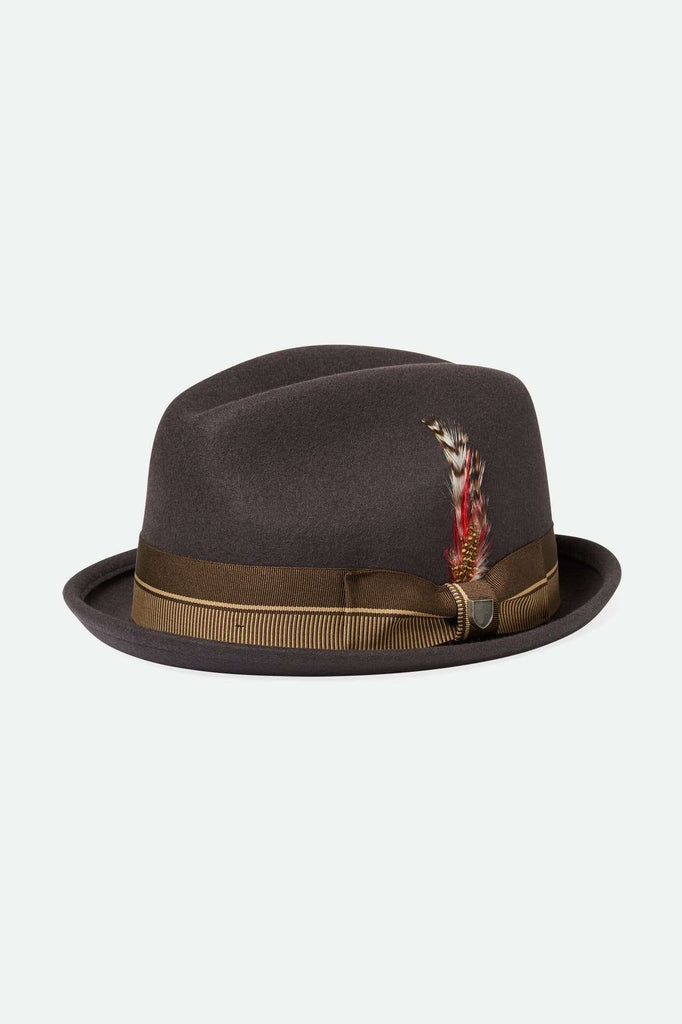 Brixton Unisex 20th Anniversary Gain Fedora - Chocolate/Gold | Main