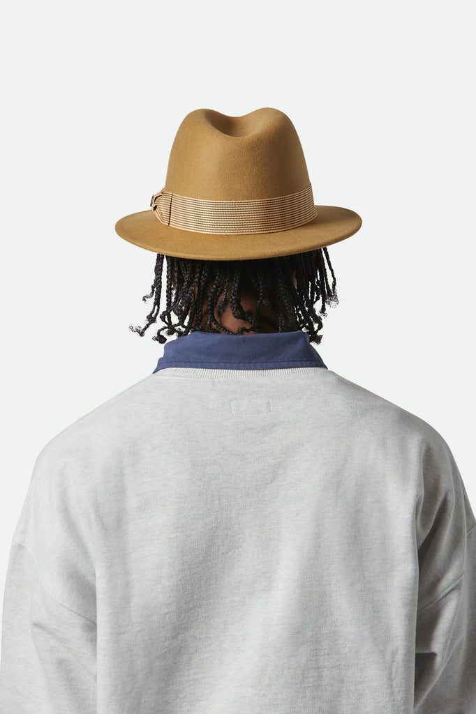 Unisex Roma Fedora in the color Dune - Men's Back View