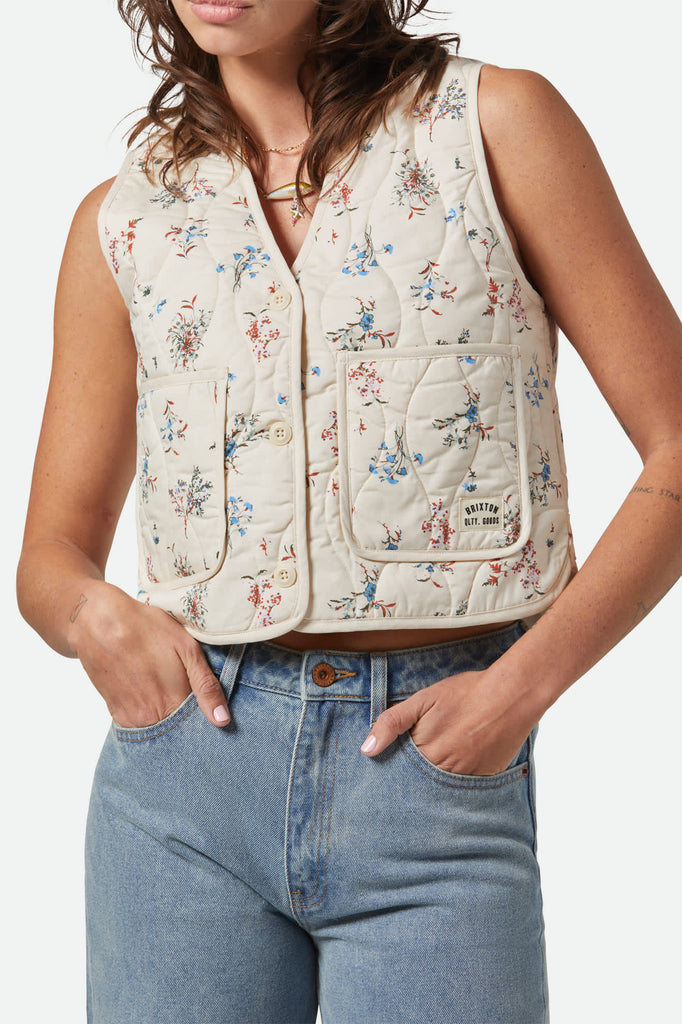 Women's Field Floral Quilted Vest in the color Whitecap/Hazelnut/Ditsy Floral - Women's Featured View