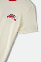 Women's Brixton Banner Slim Crew T-Shirt in the color Off White - Additional Laydown image