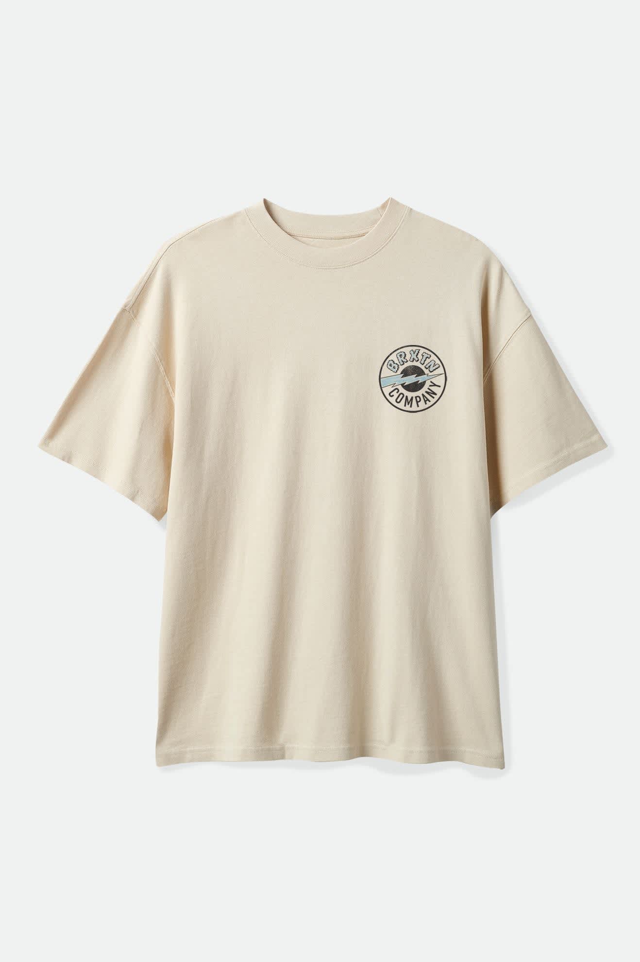 Men's Upson Boxed Crop T-Shirt in the color Cream - Front Product Laydown Image
