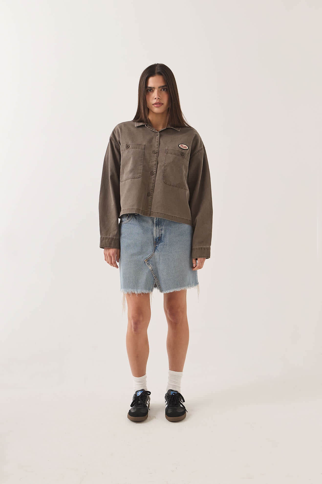 Women's Utopia Overshirt in the color Walnut Brown - Women's Front Fit Image