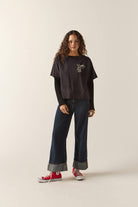 Women's Rodeo Trailors Boxy Crop T-Shirt in the color Black - Women's Front Fit Image