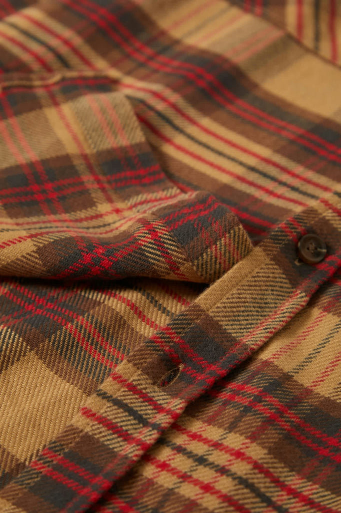 Men's Bowery L/S Flannel in the color Curry/Washed Black/Crimson - Additional Style View