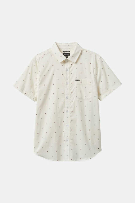 Brixton Men's Charter Print S/S Shirt - Off White Pyramid | Profile