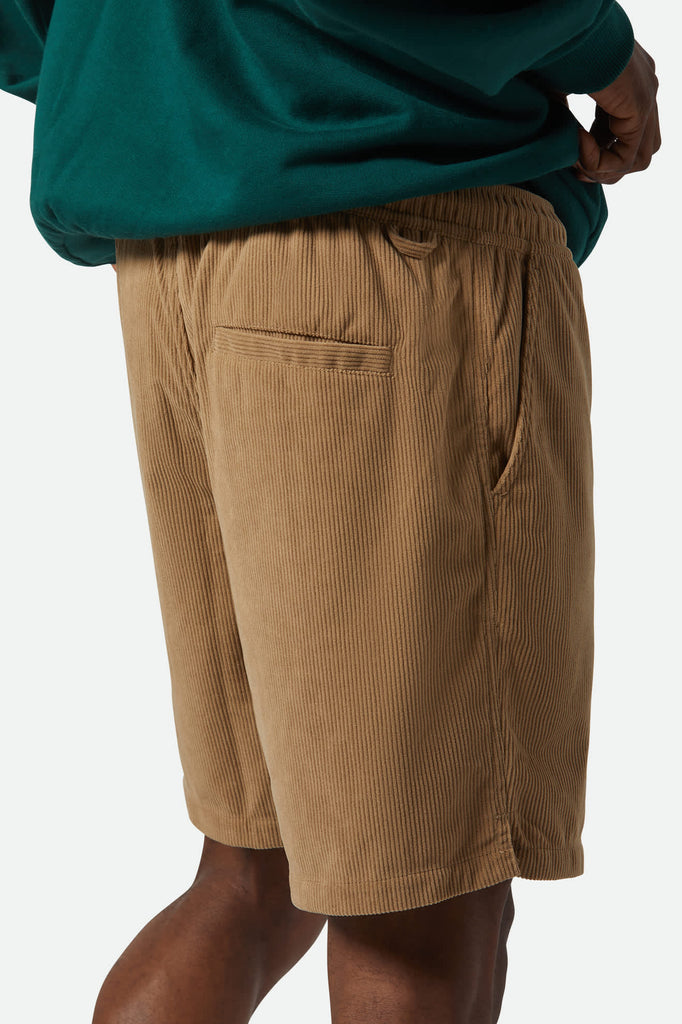 Men's Everyday Corduroy Short in the color Khaki - Men's Back View