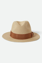 Unisex Roma Straw Packable Fedora in the color Natural/Bronze - Additional Laydown image
