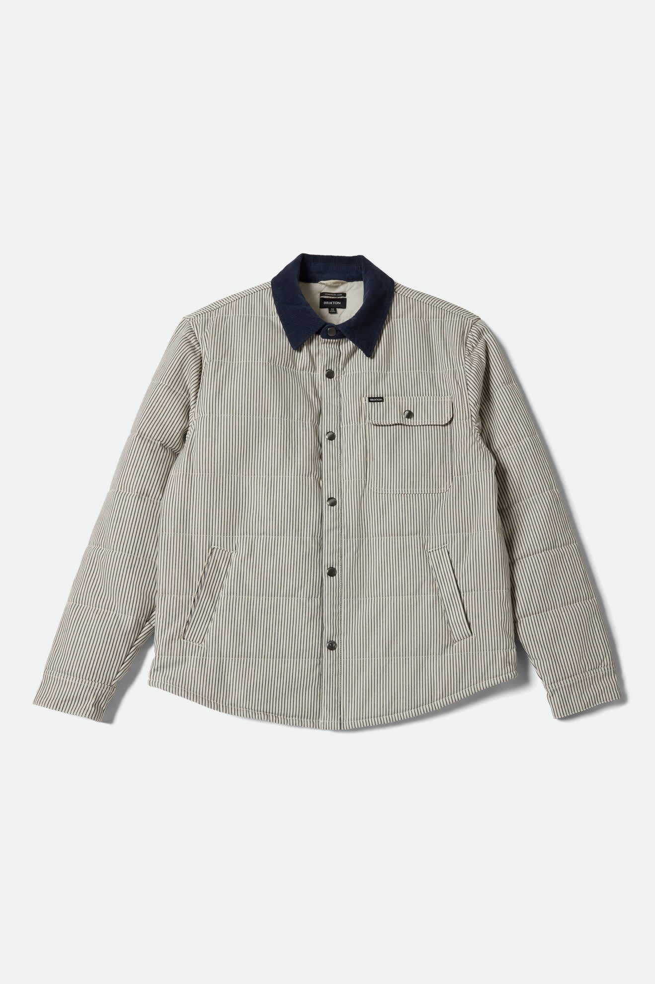 Men's Cass Jacket in the color Whitecap/Mood Indigo Hickory S - Front Product Laydown Image