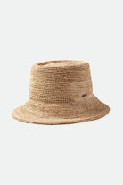 Women's Ellee Straw Bucket Hat in the color Tan - Front Product Laydown Image