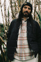 Men's Fit, Front View | Bowery Flannel - White Smoke/Yellow/Casa Red