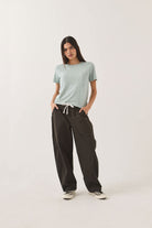 Women's Utility Everyday Barrel Pant in the color Washed Black - Women's Front Fit Image