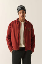 Men's Mechanic Garage Zip Lined Jacket in the color Dark Brick - Men's Front View
