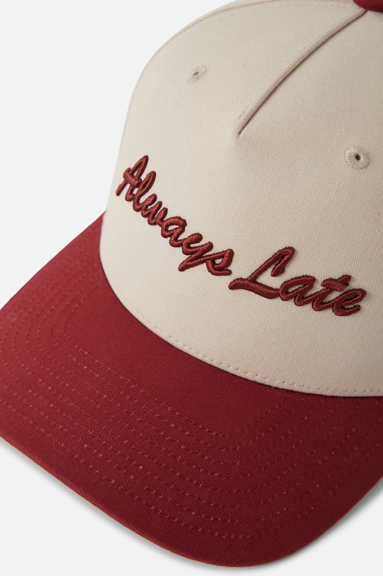 Women's Always Late Snapback in the color Off White/Dark Brick - Additional Laydown image