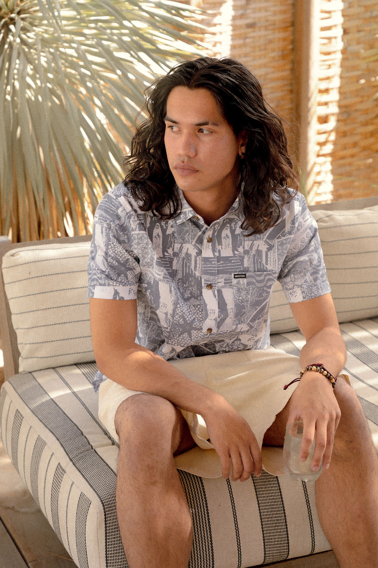 Men's Charter Print Short Sleeve Shirt in the color Navy/White Collage - Men's Lifestyle 2.0