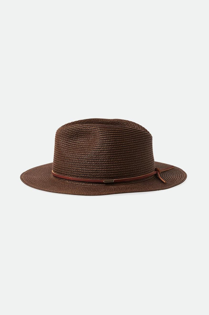 Brixton Unisex Wesley Straw Packable Fedora - Dark Earth | Extra Shot