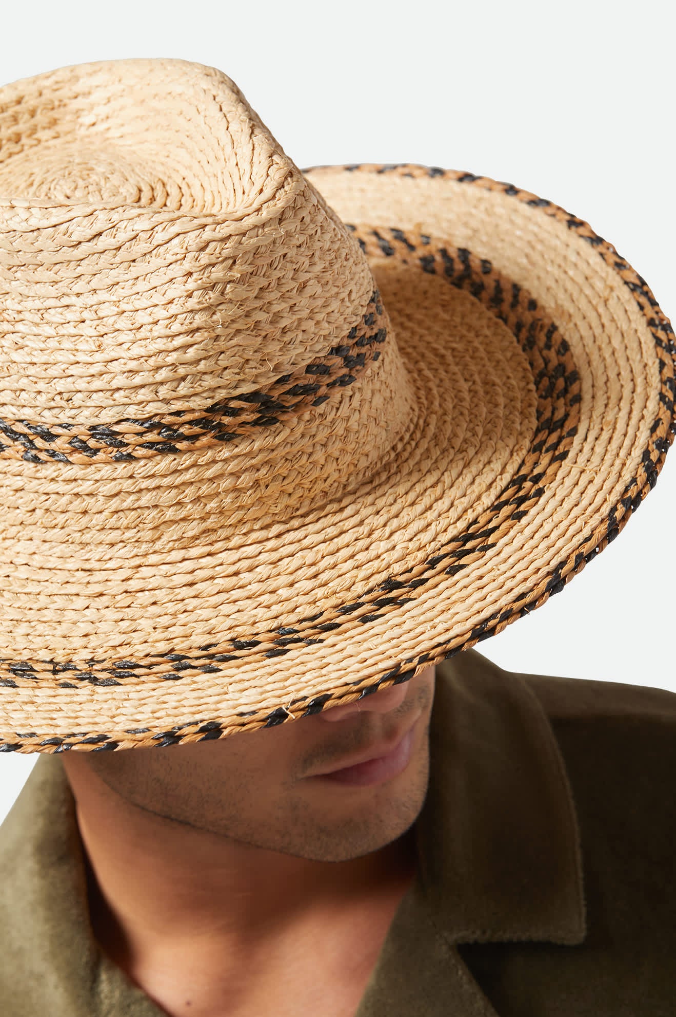 Unisex Cohen Straw Cowboy Hat in the color Tan/Black - Additional Fit image