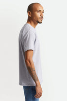Men's Premium Cotton S/S Tailored T-Shirt in the color Heather Grey - Men's Side View