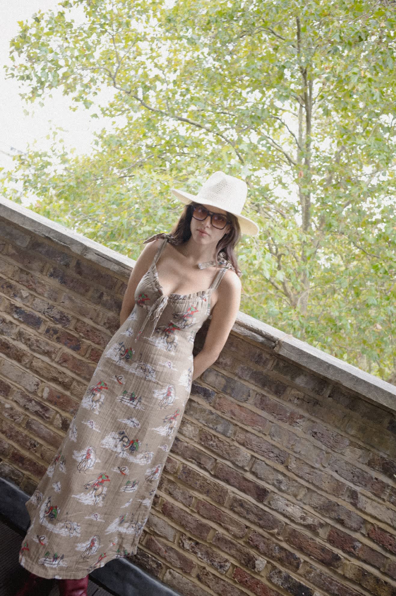 Women's The Tie Dress in the color Mid Century Cowboy Print - Women's Lifestyle 3.0