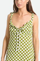 Women's The Tie Dress in the color Sublime Green Checkerboard - Additional Fit image