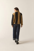 Women's Delilah Sherpa Jacket in the color Khaki/Black Stripe - Additional Fit image