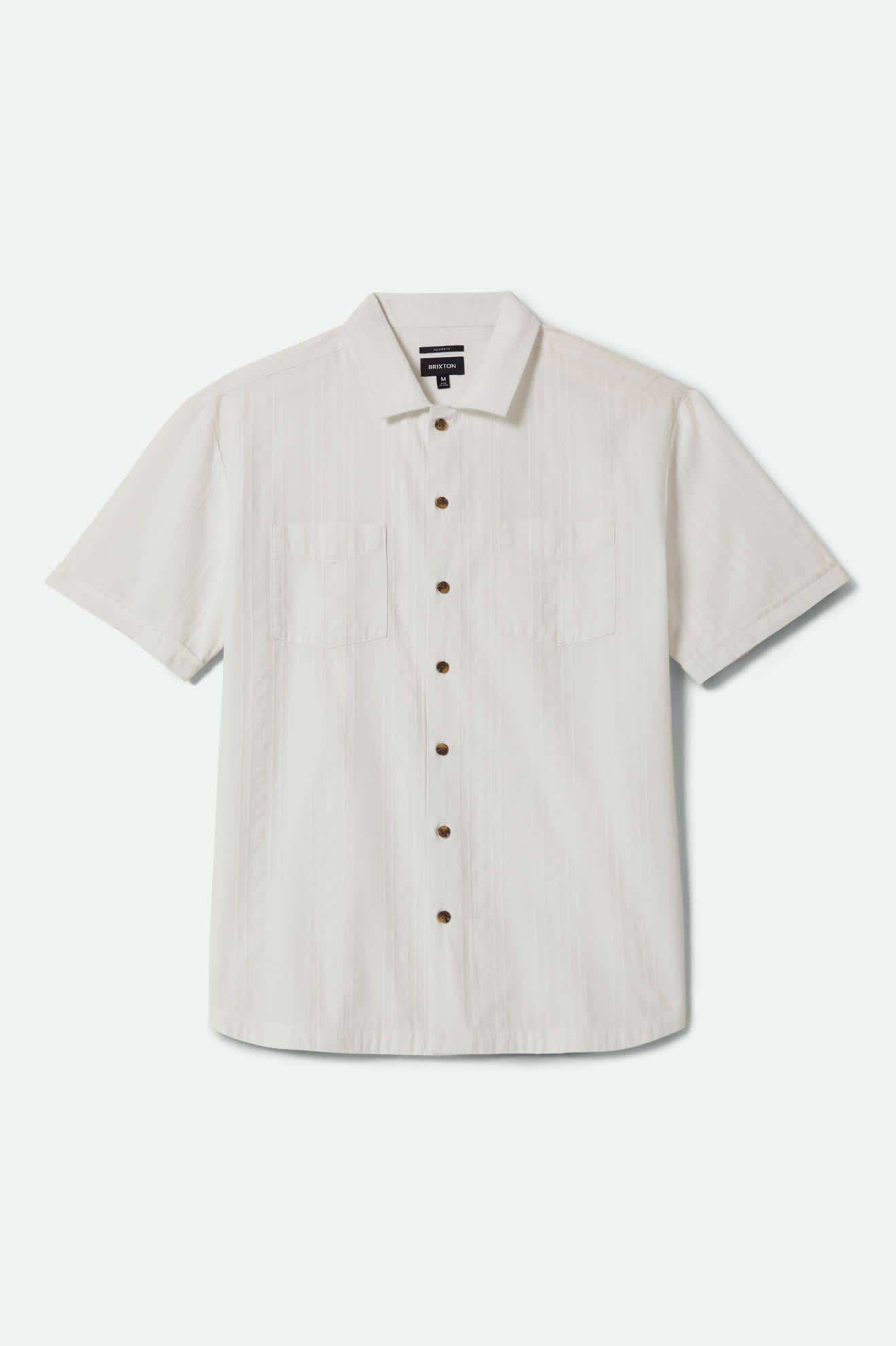 Men's Vintage Short Sleeve Shirt in the color Off White Jacquard Stripe - Front Product View