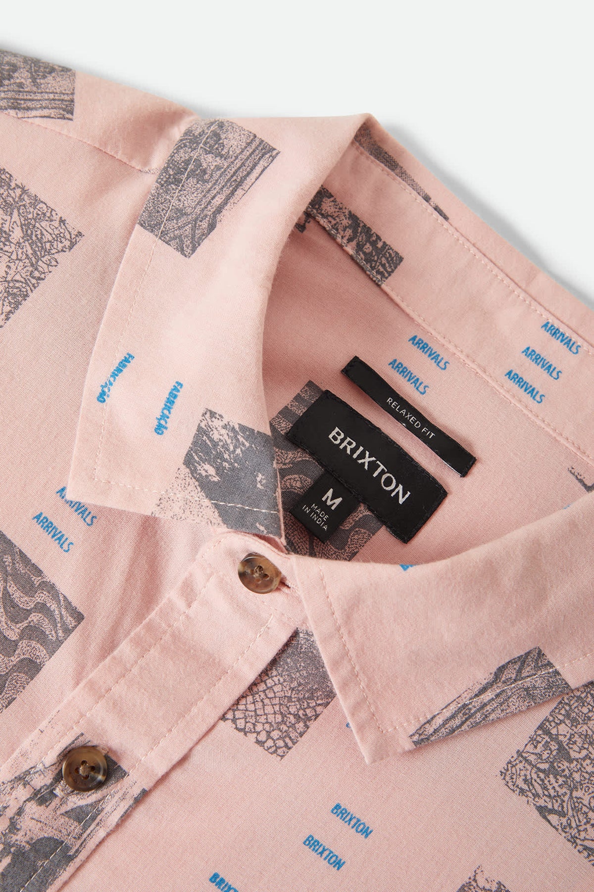 Men's Cru Print Short Sleeve Shirt in the color Silver Pink/Photo - Additional Laydown image